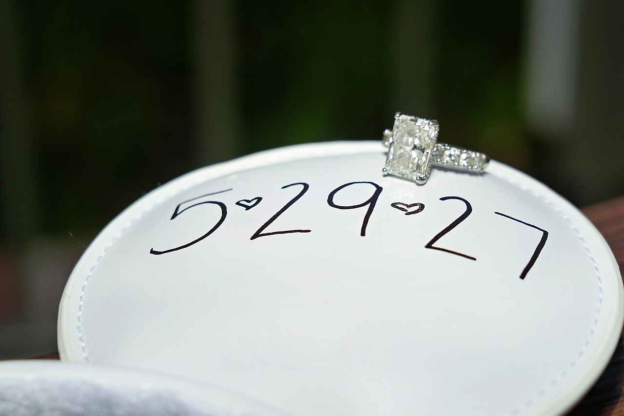 Engagement ring on Mickey ear with 5·29·27